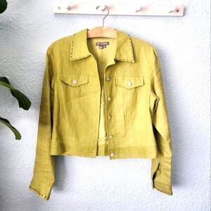 Kelly and Diane 100% linen embellish pineapple Safari Coastal jacket